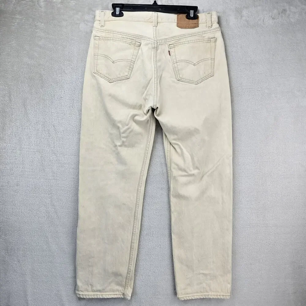 Vintage Levis 501 Jeans Mens Fits 34x29 Beige Off White USA Made 80s (Tag 36x30)